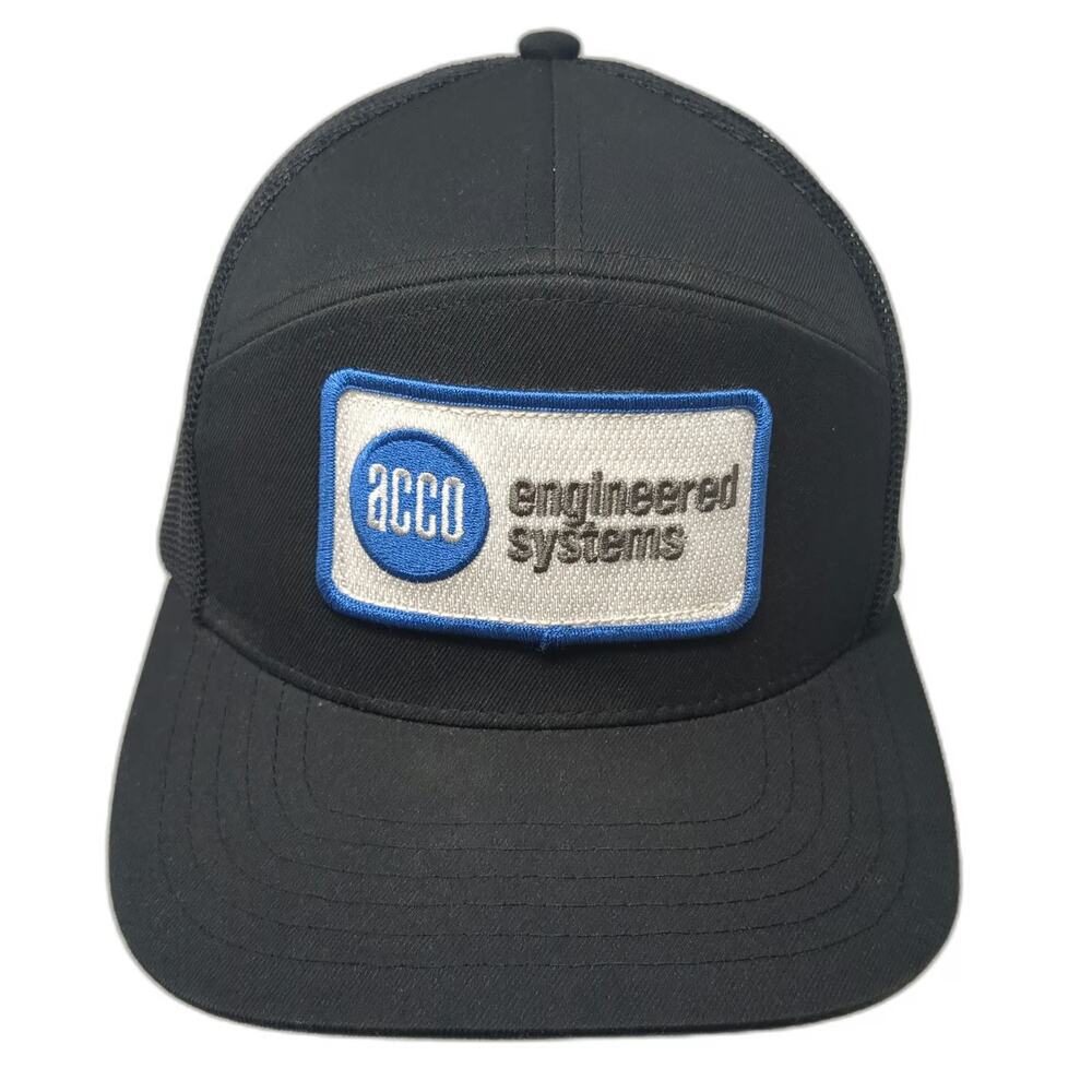 Cap America Trucker Hat Black One Size ACCO Engineered Systems Patch USA Flag